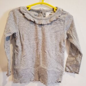 Petit Lem 18 Month Light Gray Ribbed Long Sleeve Top